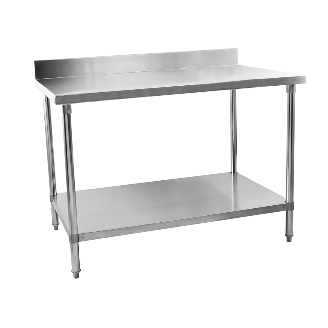 141010 - Stainless Steel Table With Backsplash 1800x600mm (WxD)
