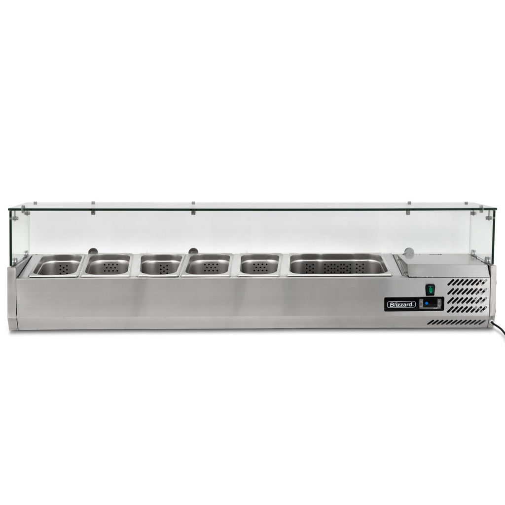 Graded-100008 1.5m Glass Canopy 1/3 Gastronorm Prep Top