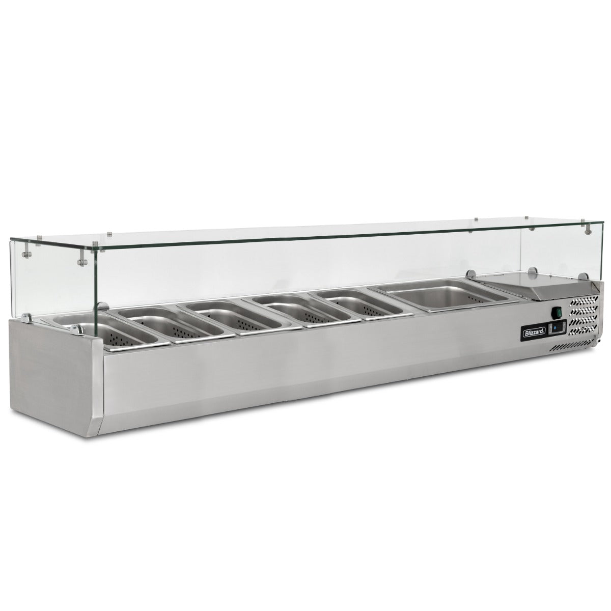 Graded-100008 1.5m Glass Canopy 1/3 Gastronorm Prep Top
