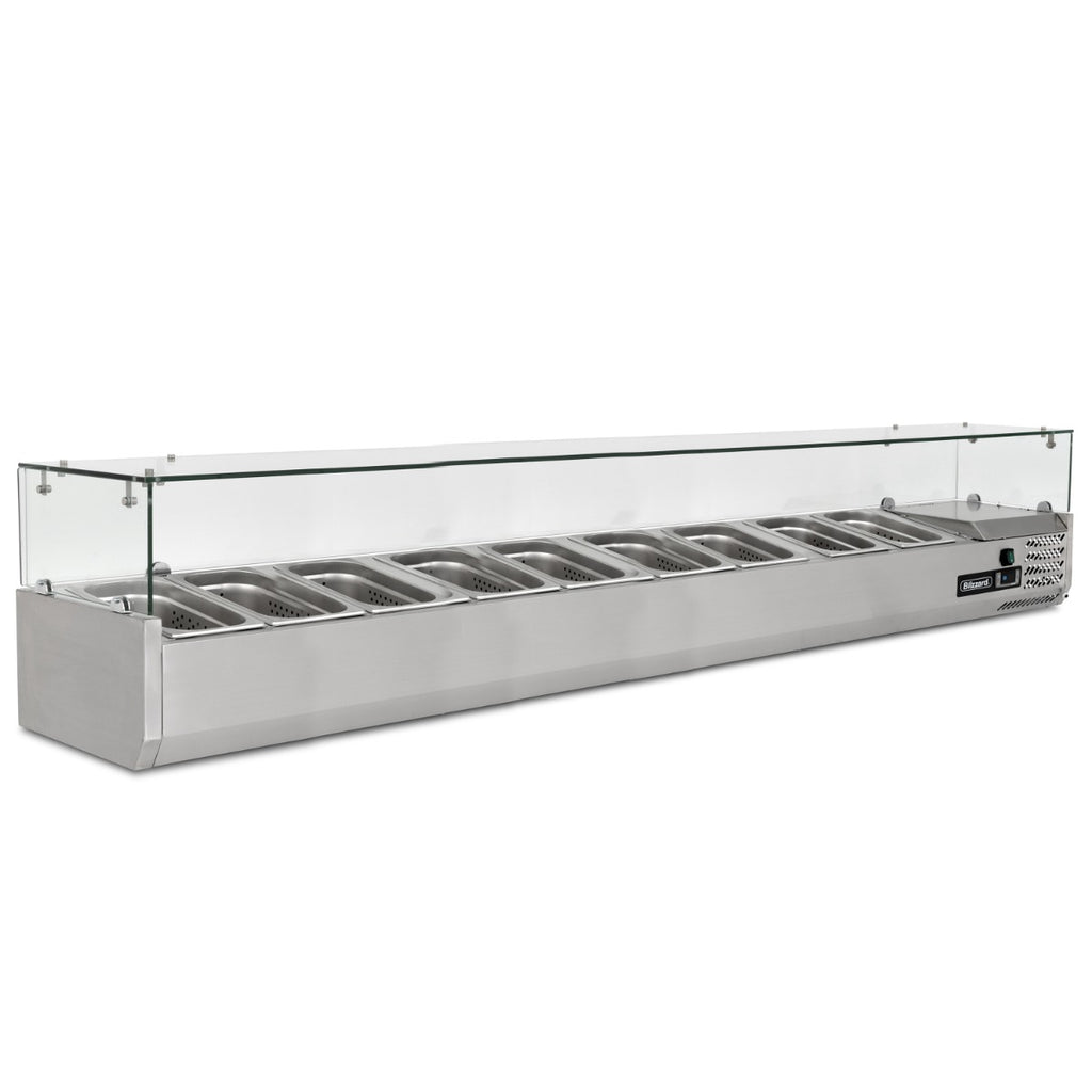 2m Glass Canopy 1/3 Gastronorm Prep Top