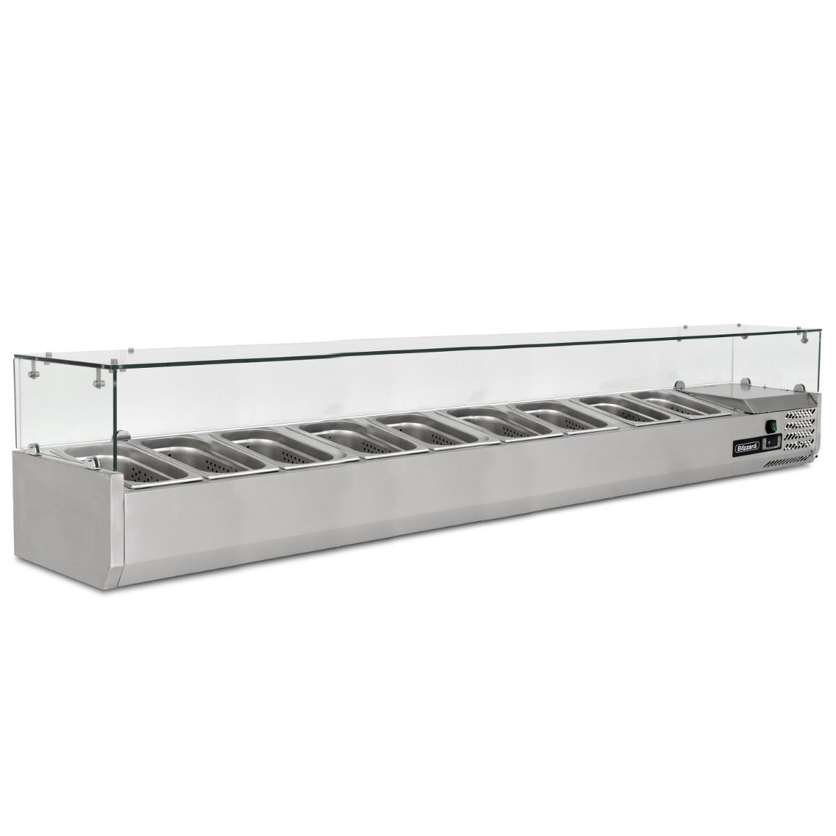 2m Glass Canopy 1/3 Gastronorm Prep Top