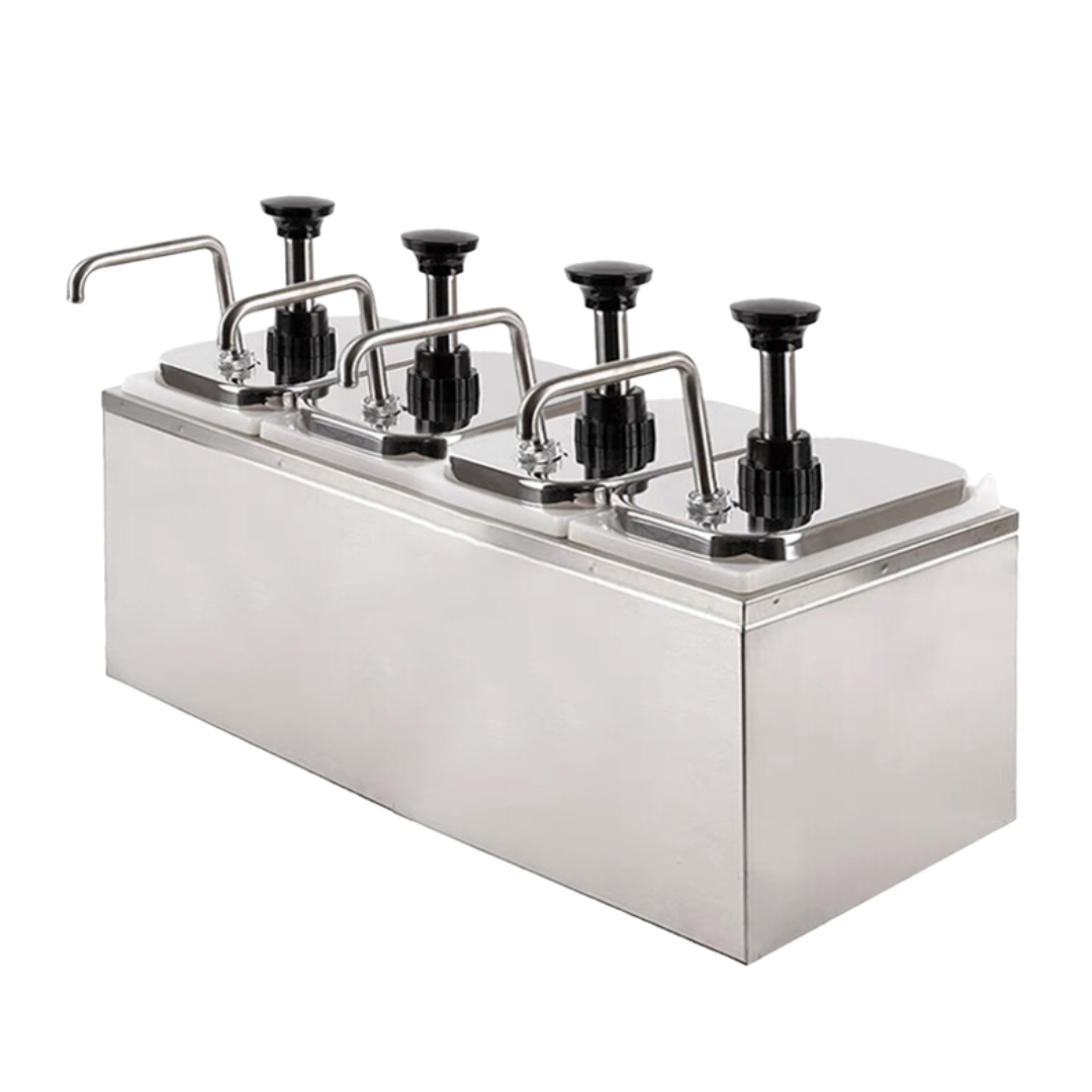 301083 - Condiment/Sauce Dispenser with Stainless Steel Pump 4 x 2 Lit ...
