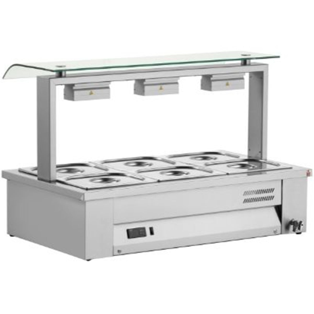 Counter Top Bain Marie With Sneeze Guard 3x GN1/1