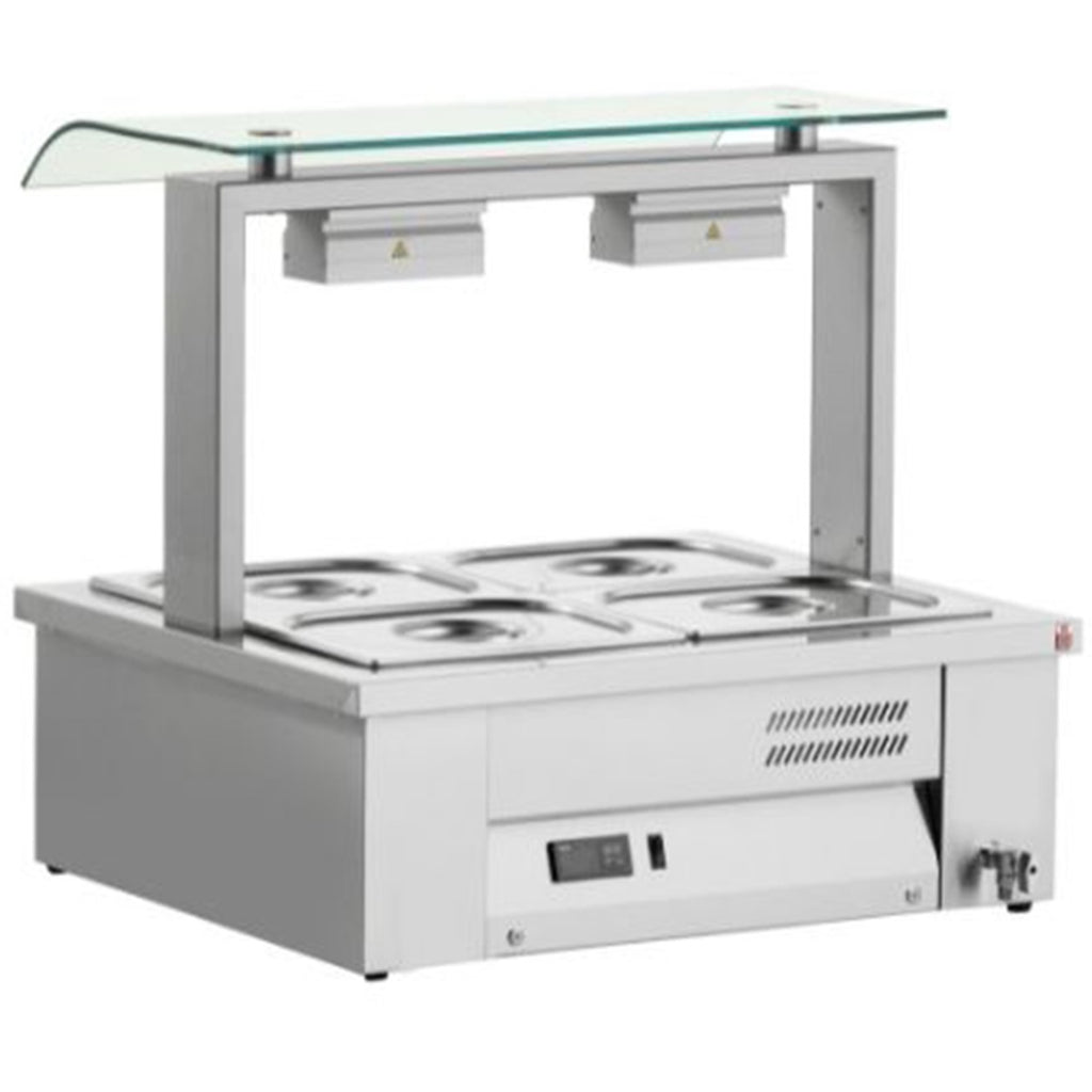 Counter Top Bain Marie With Sneeze Guard 2x GN1/1
