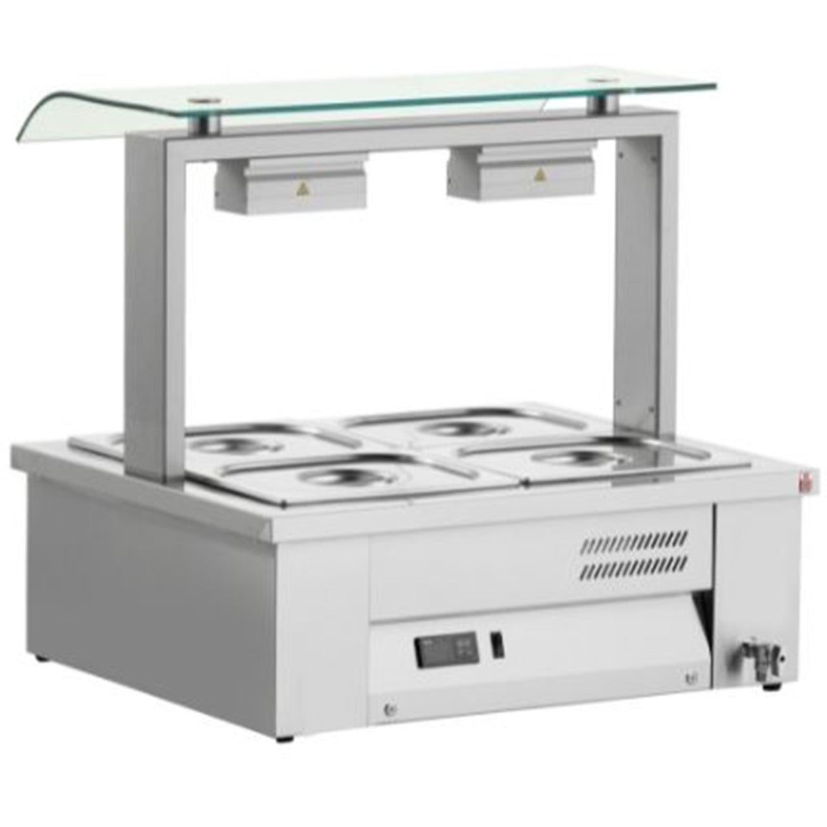 Counter Top Bain Marie With Sneeze Guard 2x GN1/1