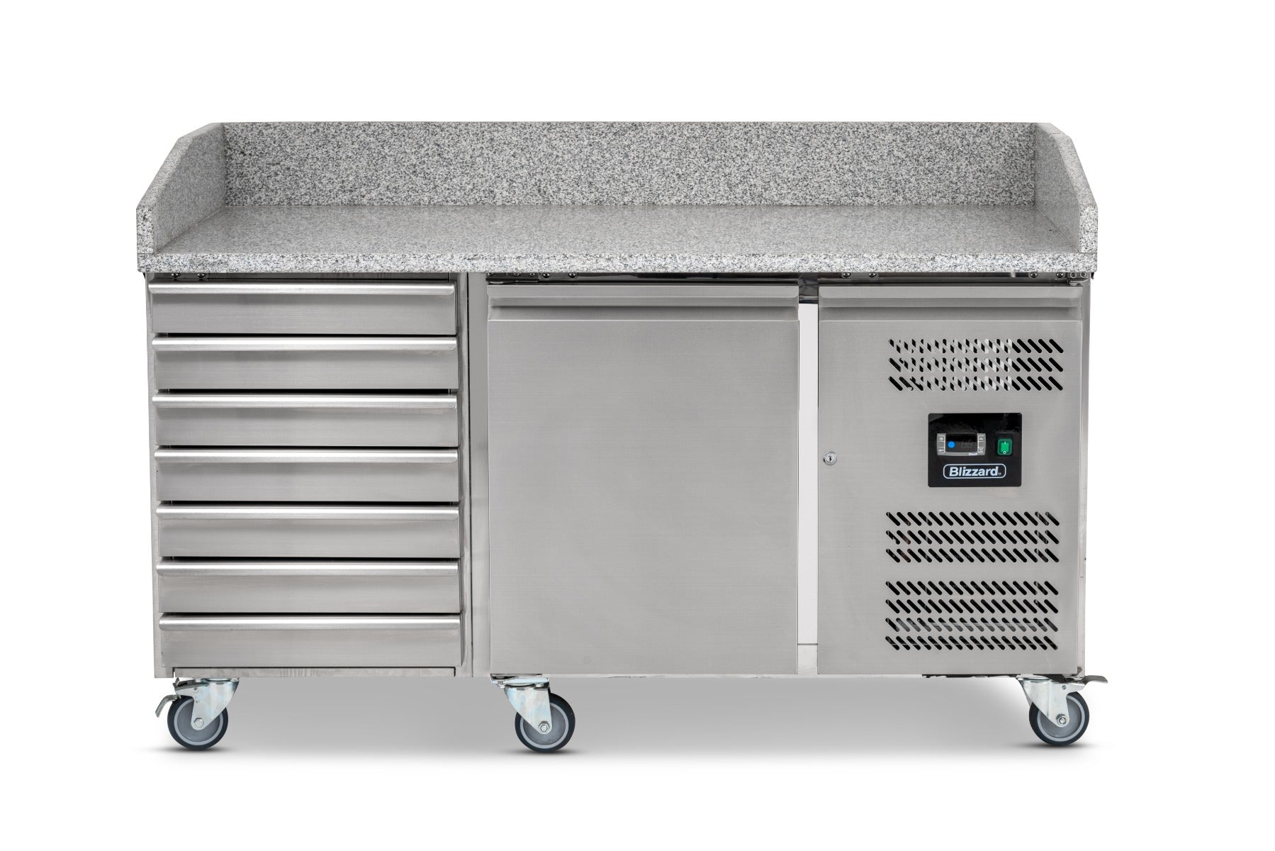 Single Hinged Door Pizza Prep Counter With Neutral Drawers