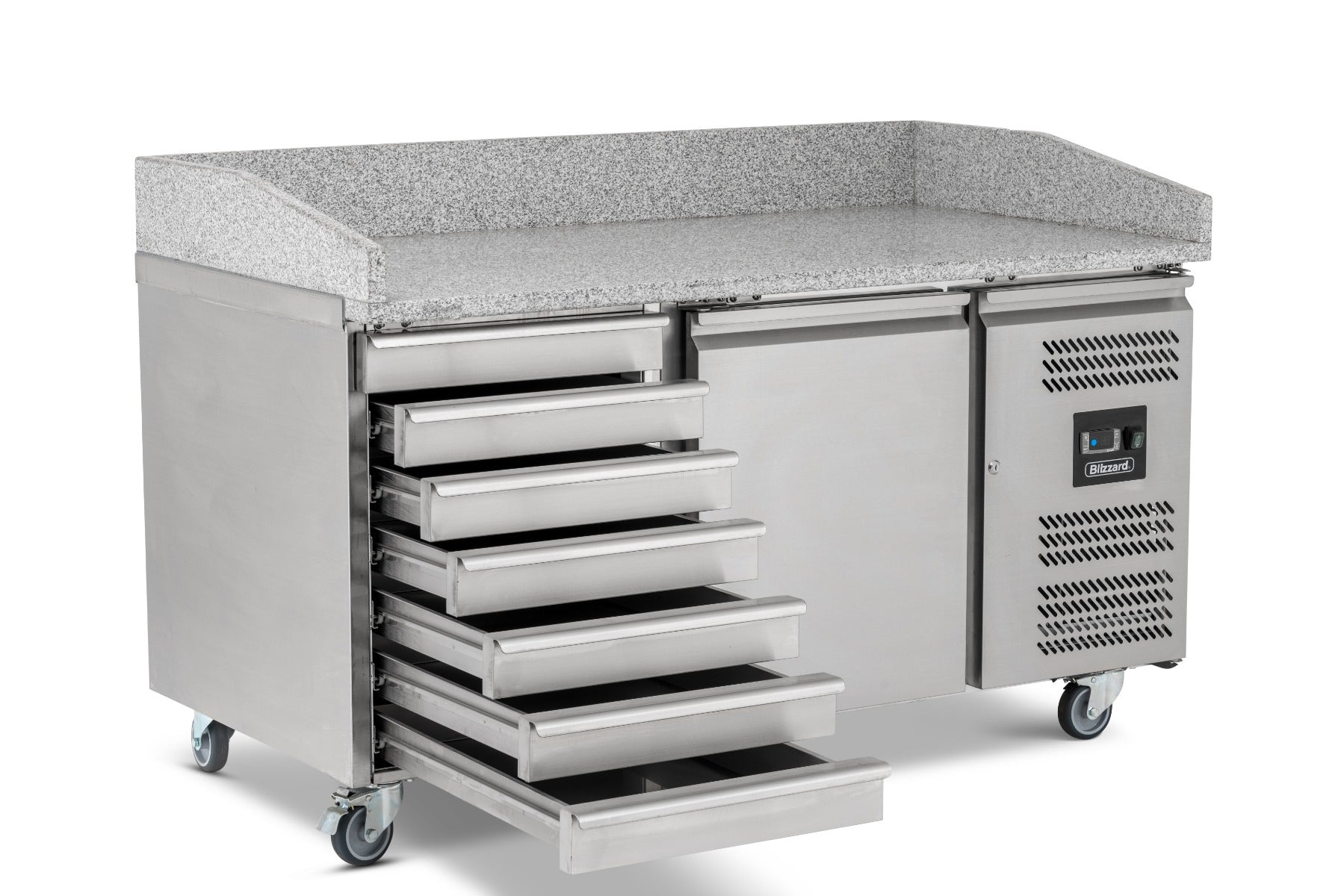 Single Hinged Door Pizza Prep Counter With Neutral Drawers