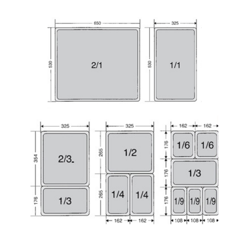 301032 - Stainless Steel Gastronorm Pan GN 1/2 Depth 65mm (1 box/12 units)