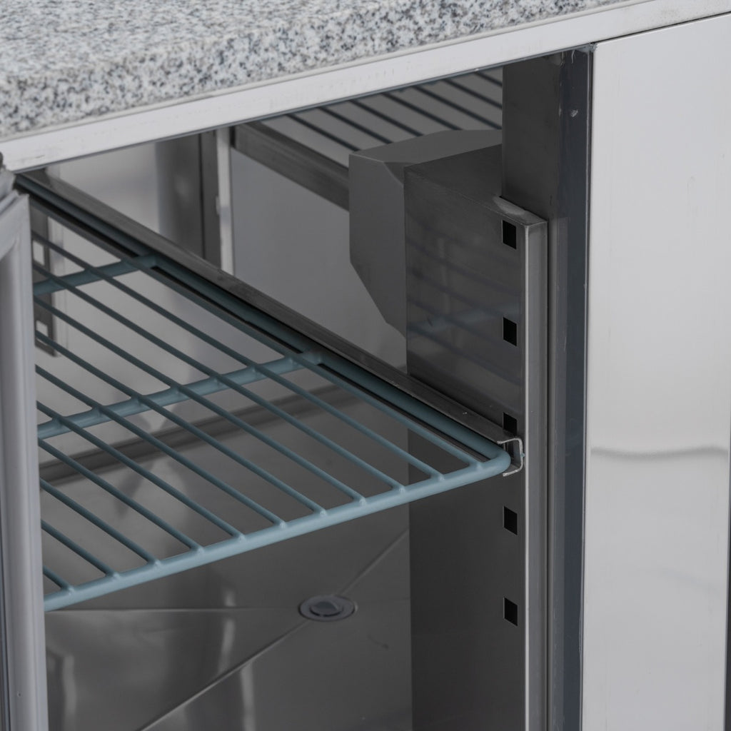 Compact Double Door Counter Refrigerator with Granite Worktop