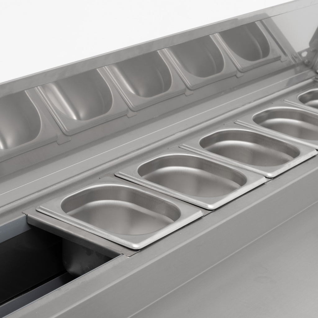 Compact Triple Door Counter Refrigerator With Raised Collar