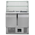 Double Hinged Door Refrigerated Prep Counter With Glass Canopy