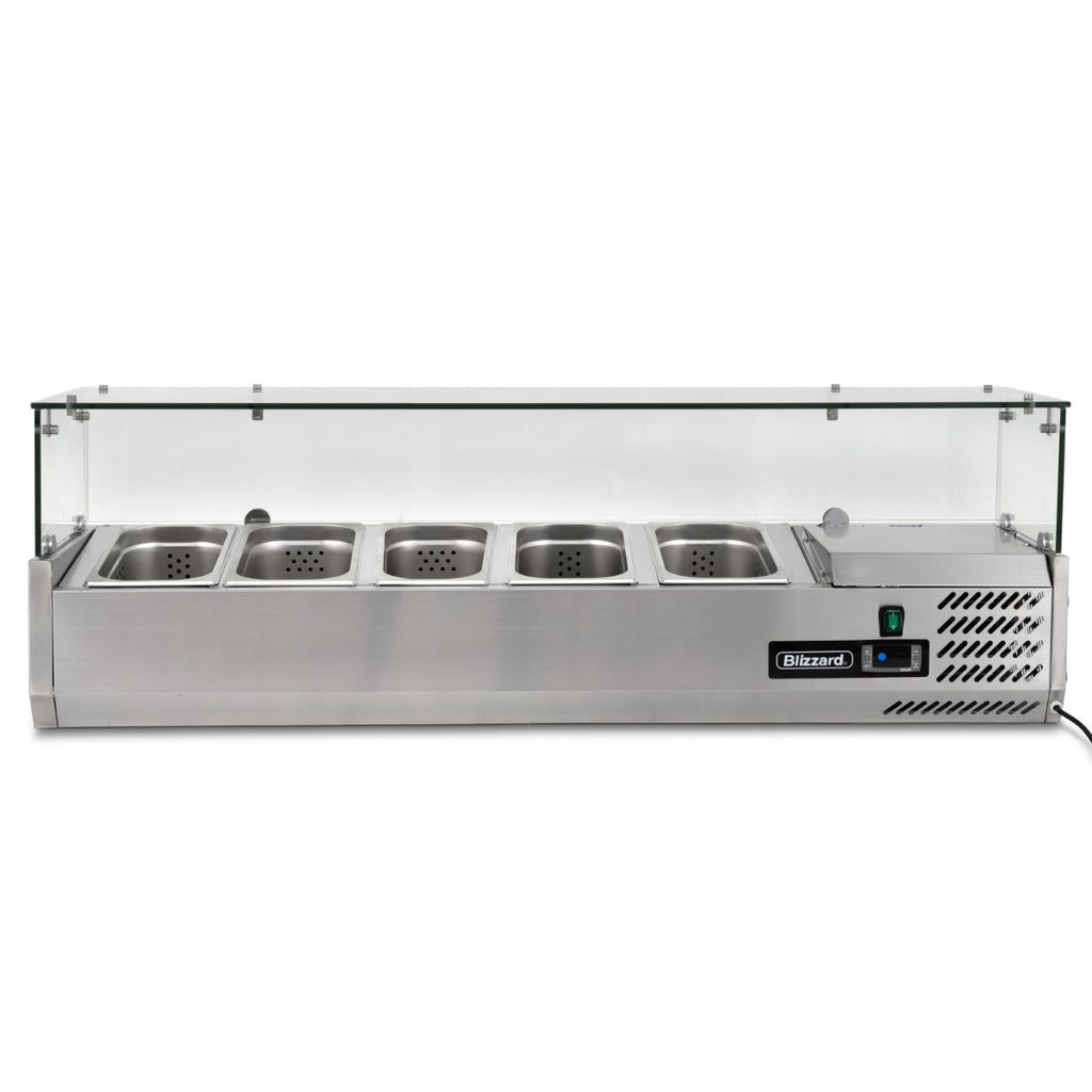 1.2m Glass Canopy 1/4 Gastronorm Prep Top