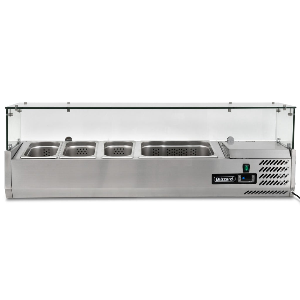 1.2m Glass Canopy 1/3 Gastronorm Prep Top