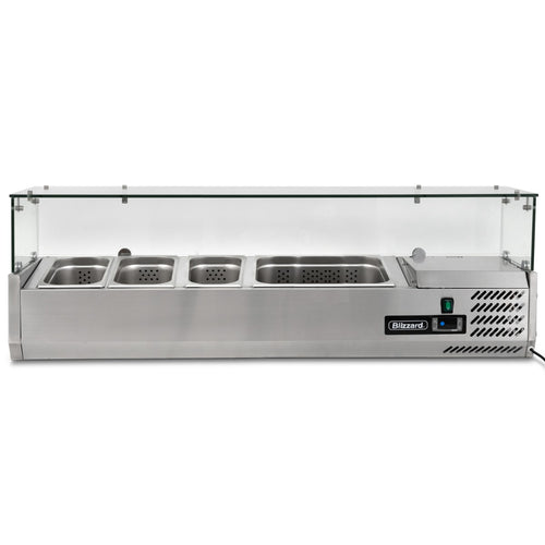 1.2m Glass Canopy 1/3 Gastronorm Prep Top