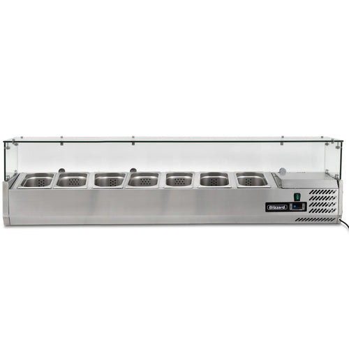 1.5m Glass Canopy 1/4 Gastronorm Prep Top
