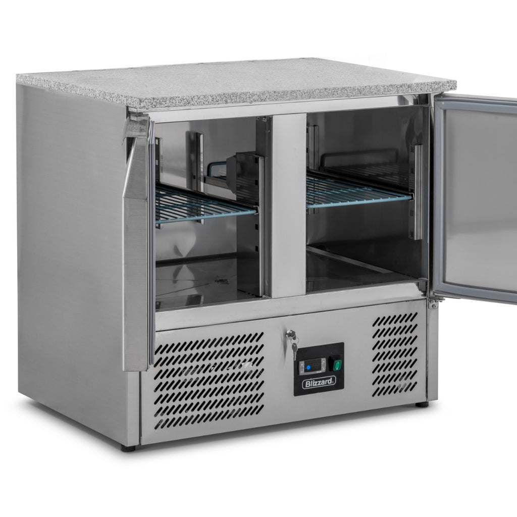 Compact Double Door Counter Refrigerator with Granite Worktop