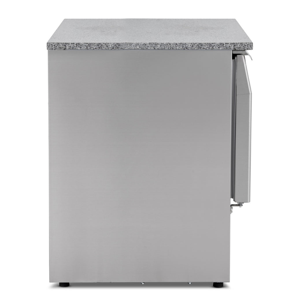Compact Triple Door Counter Refrigerator With Granite Worktop