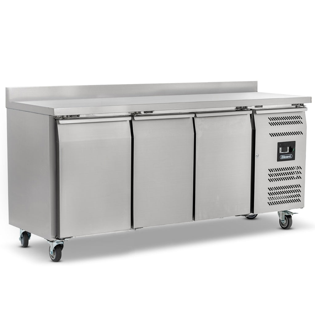 Triple Hinged Door Counter Refrigerator With Upstand