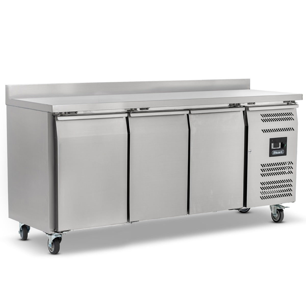 Triple Hinged Door Counter Refrigerator With Upstand