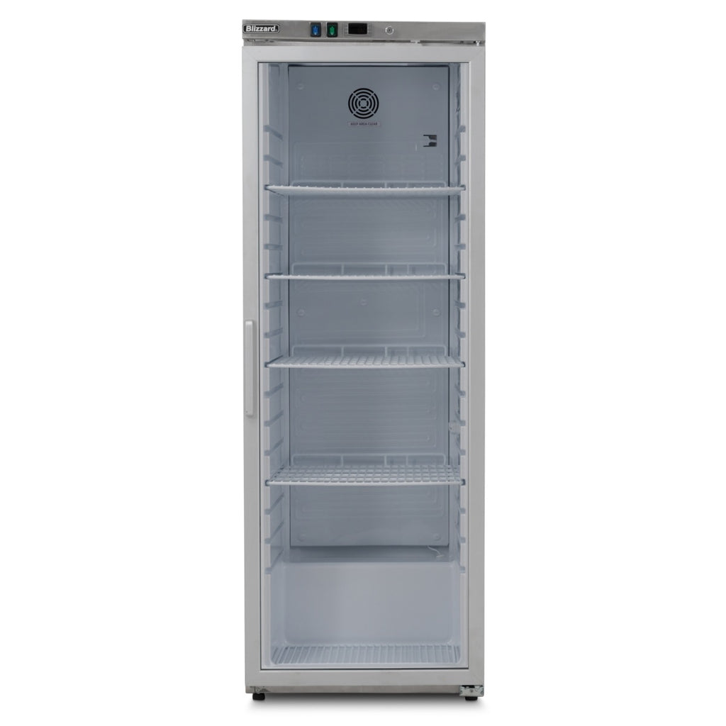 Upright 320L Single Hinged Glass Door Refrigerator