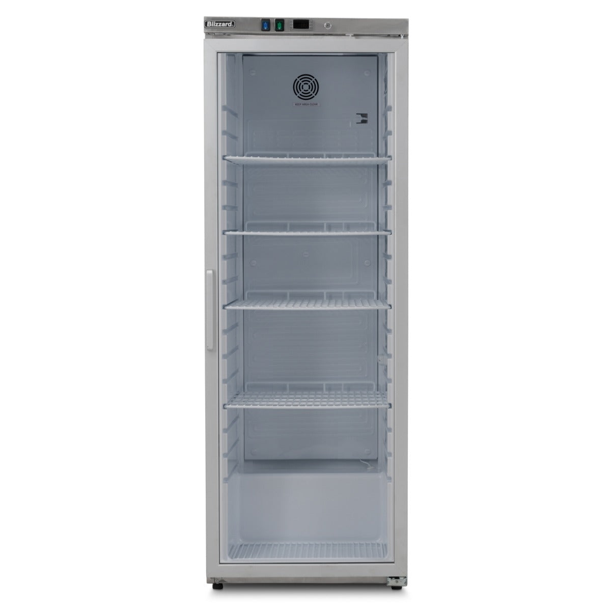 Upright 320L Single Hinged Glass Door Refrigerator