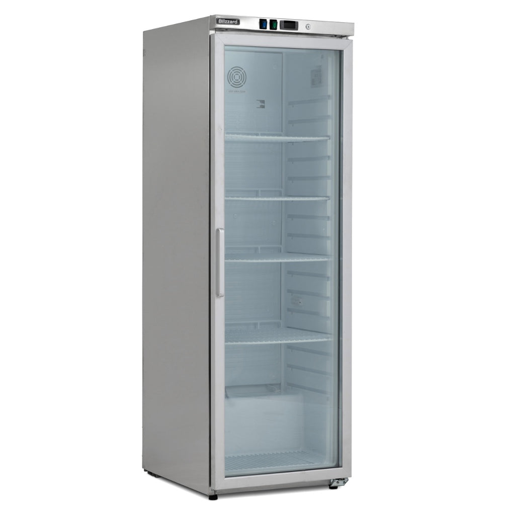 Upright 320L Single Hinged Glass Door Refrigerator