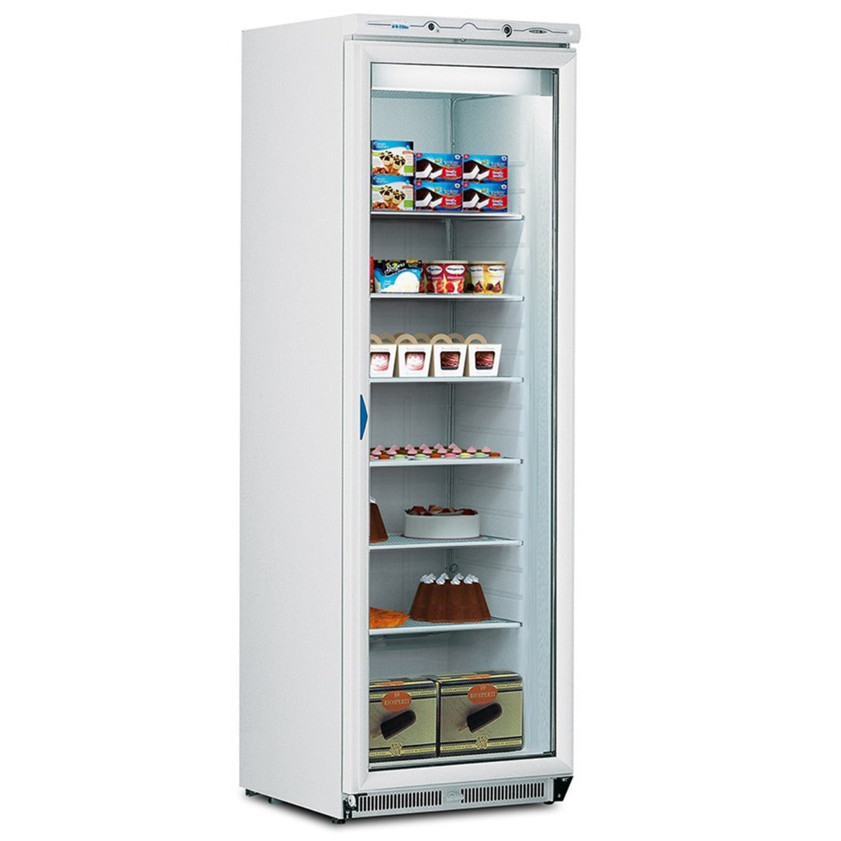 Upright 360L Single Hinged Glass Door Freezer