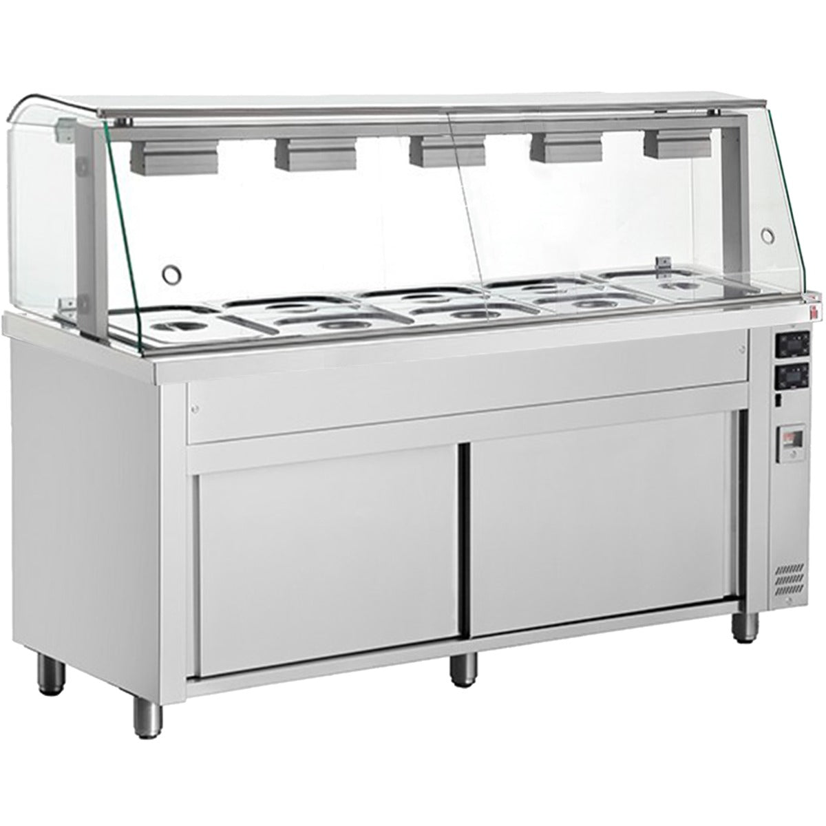 Bain Marie With Heated Cupboard And Glass Canopy 5x GN1/1