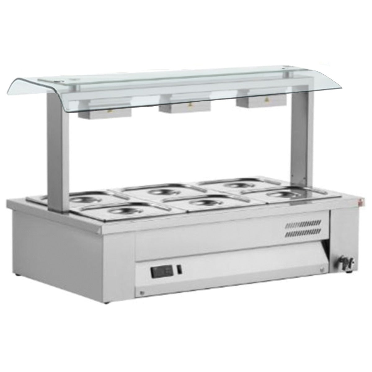 Counter Top Bain Marie With Double Sneeze Guard 3x GN1/1