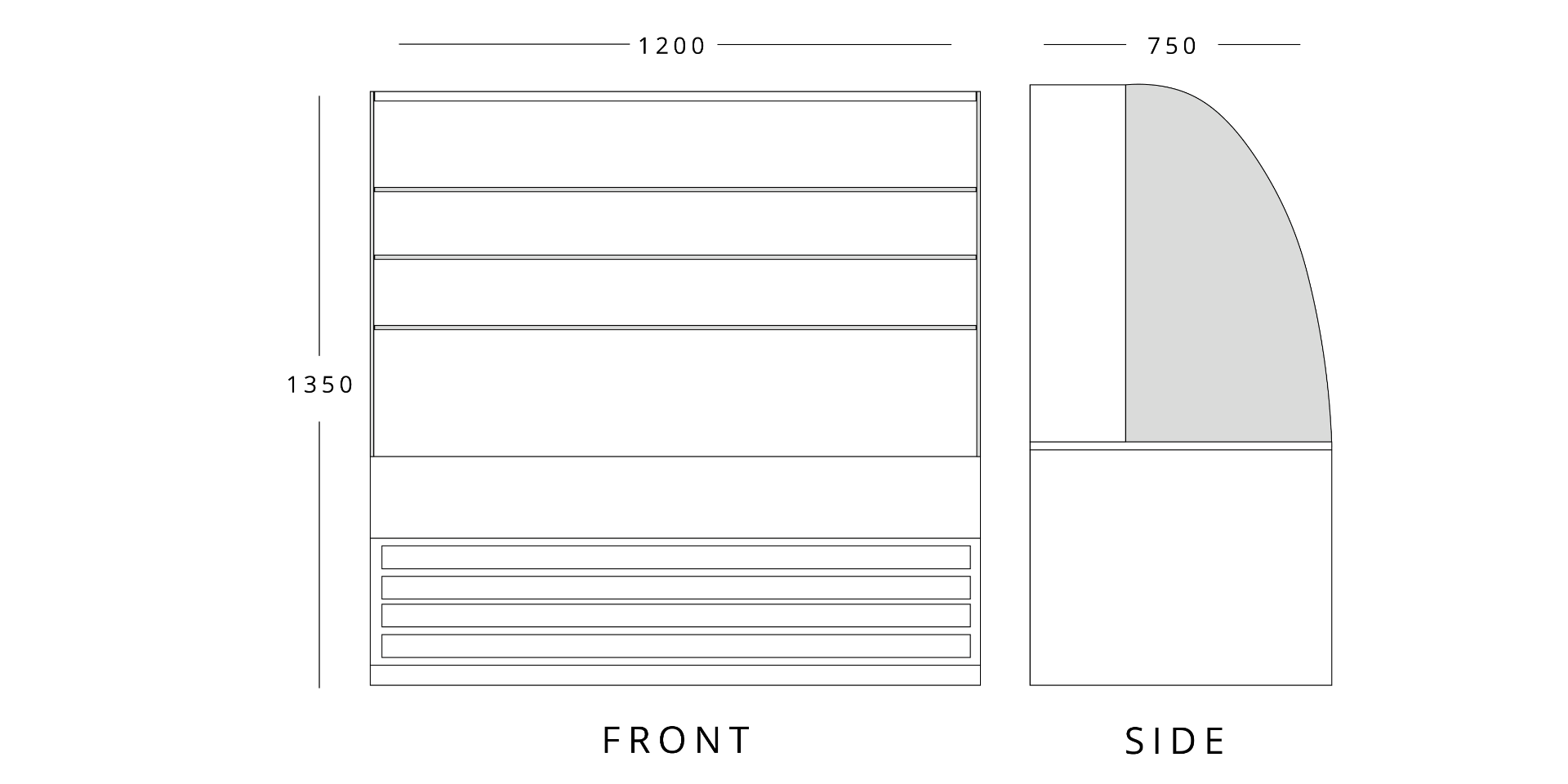 CHILLED PATISSERIE DISPLAY 1200MM WIDE