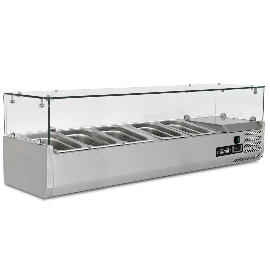 1.2m Glass Canopy 1/4 Gastronorm Prep Top