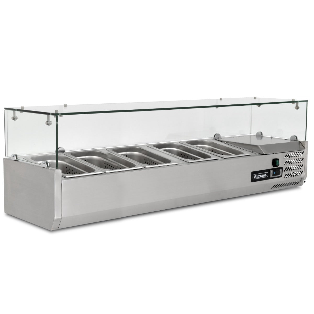 1.2m Glass Canopy 1/4 Gastronorm Prep Top