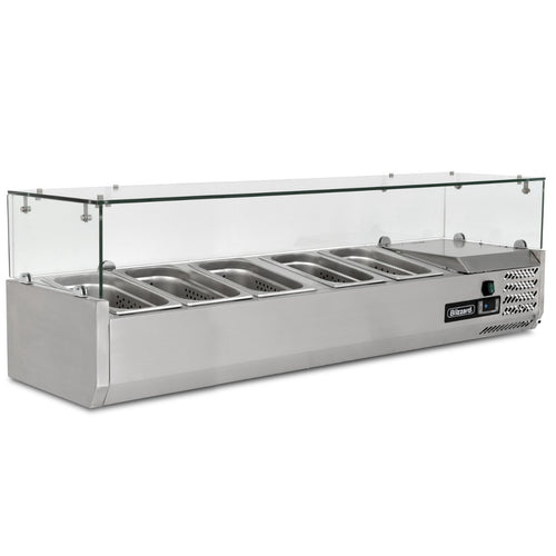 1.2m Glass Canopy 1/4 Gastronorm Prep Top