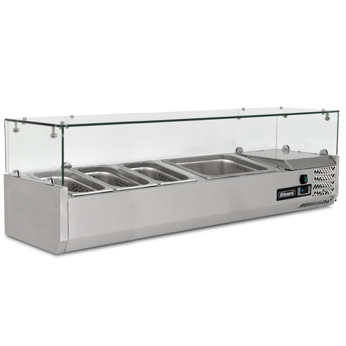 1.2m Glass Canopy 1/3 Gastronorm Prep Top
