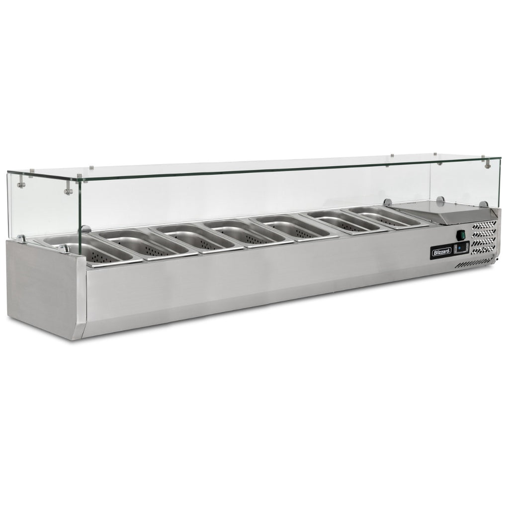 1.5m Glass Canopy 1/4 Gastronorm Prep Top