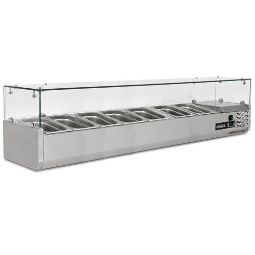 1.5m Glass Canopy 1/4 Gastronorm Prep Top