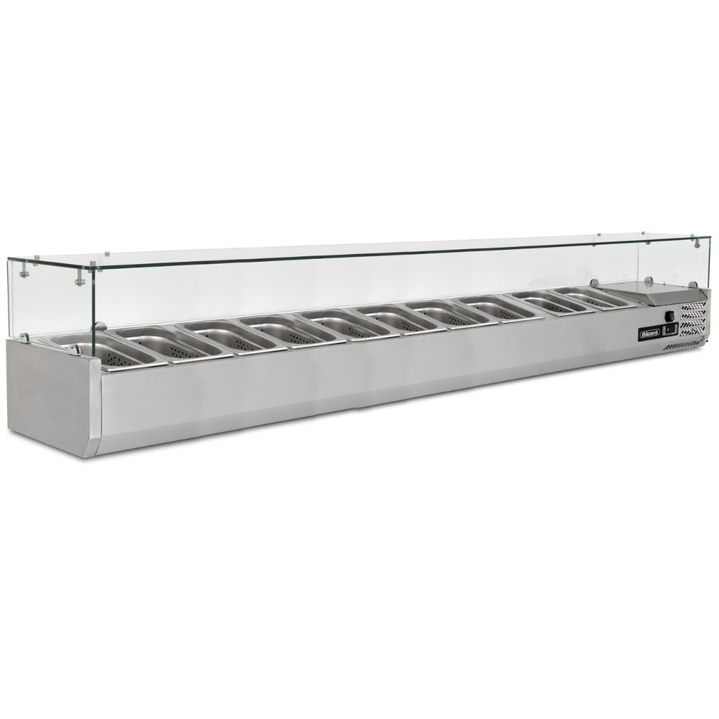 2m Glass Canopy 1/4 Gastronorm Prep Top