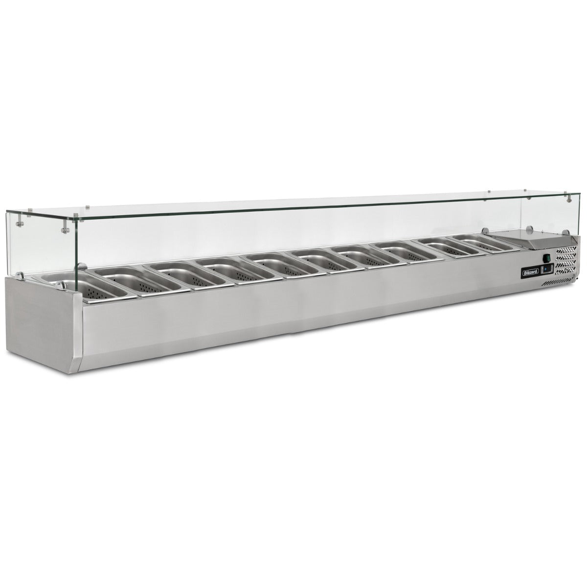 2m Glass Canopy 1/4 Gastronorm Prep Top