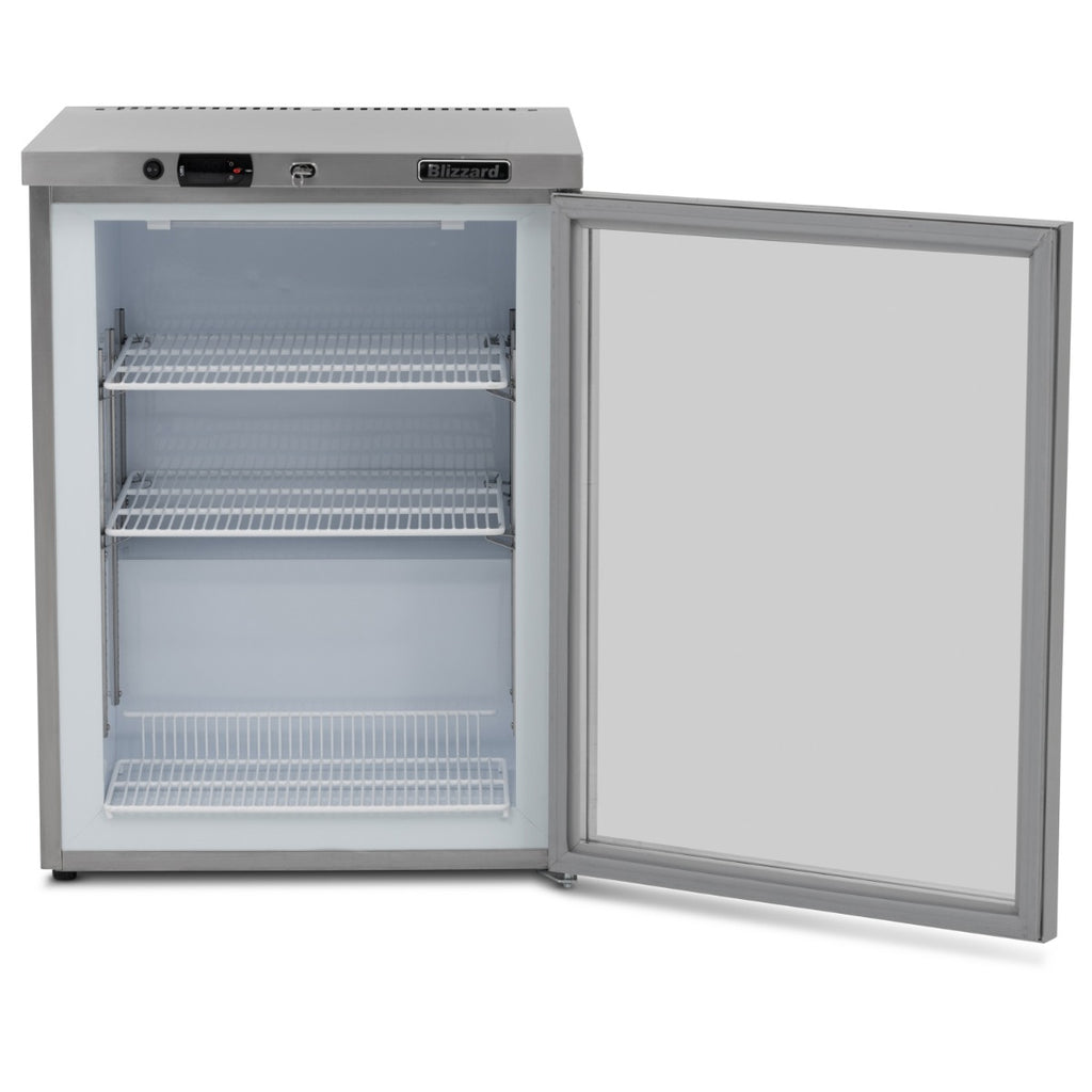 Single Hinged Glass Door Under Counter Freezer