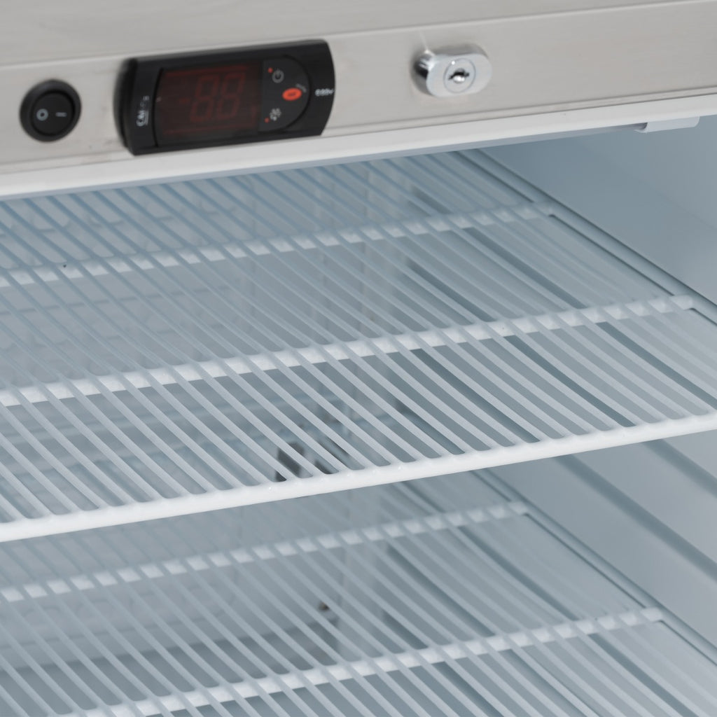 Single Hinged Glass Door Under Counter Refrigerator