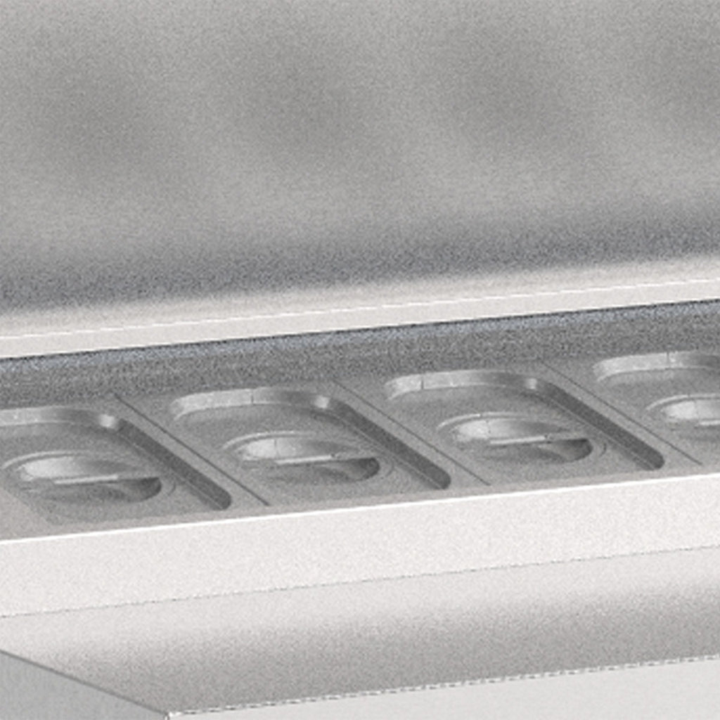 Four Hinged Door Gastronorm Prep Counter With Raised Collar