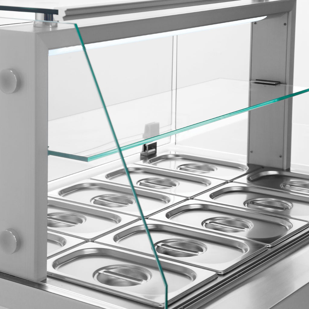 Double Hinged Door Saladette With Display Case